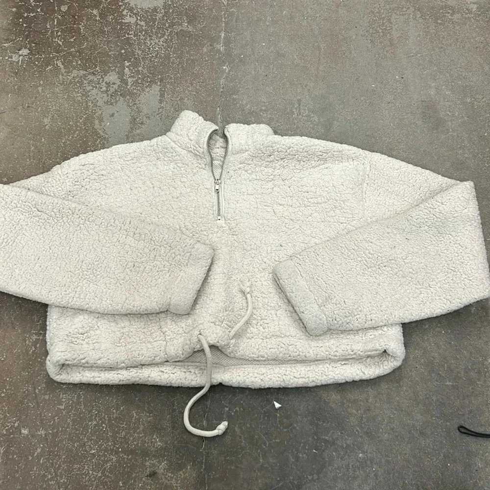 Topshop cropped quarter‎ zip  teddy sweater